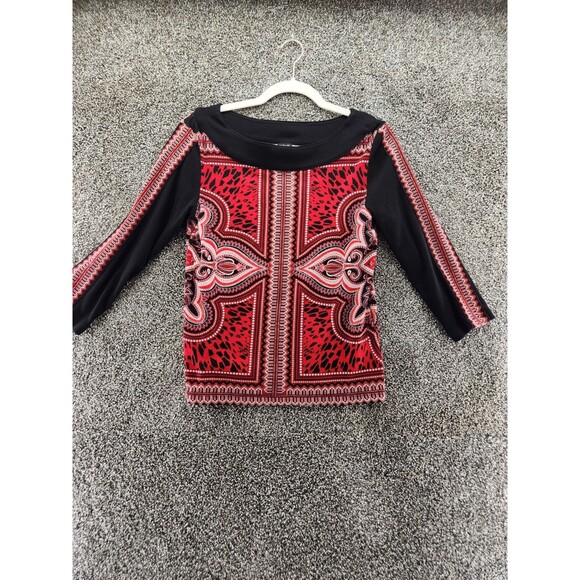 Rafaella Red Black Long Sleeve Small Blouse 8.6603 - Picture 1 of 6
